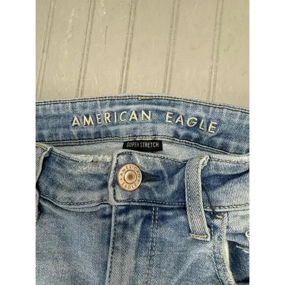 American Eagle Size 2 Women Jean Jegging Crop Mid Rise Skinny Light Wash Stretch - Picture 3 of 5